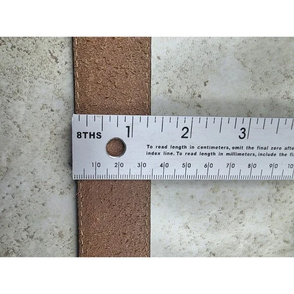 Tommy Hilfiger Tan Belt Sz 36 Genuine Leather Western Cowboy Silver Tone Buckle - Picture 6 of 6